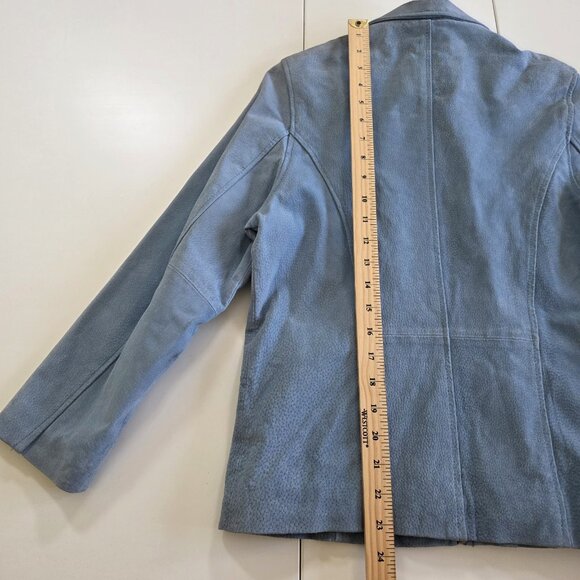 Wilsons Leather Kids Jacket Youth Girls XL Womens S/M Blue  Leather LS Lined VTG - Picture 7 of 16